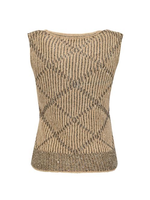 Gilet rombi in misto lana e alpaca con paillettes D. Exterior | 6128412BEI